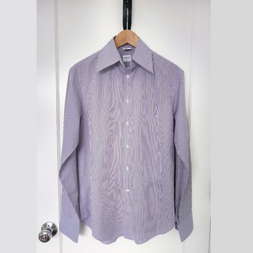 Armani Blue Striped Dress Shirt (15.5 Neck)
